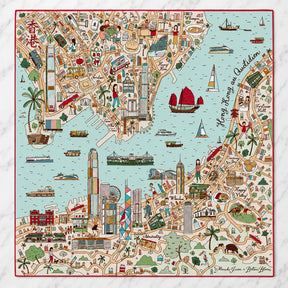 PREMIUM SILK SCARF: Hong Kong au Quotidien Scarf