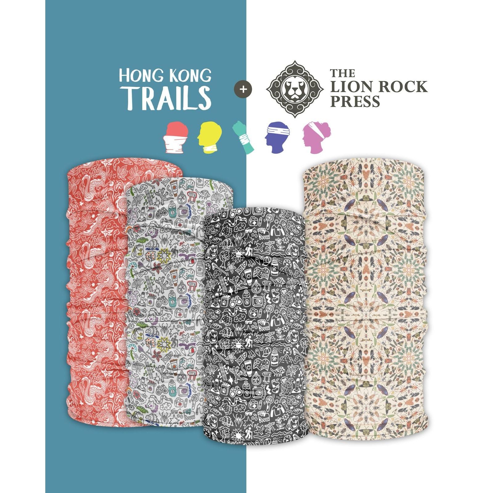 HIKING NECK GAITERS: Hong Kong Doodles (2 colours)