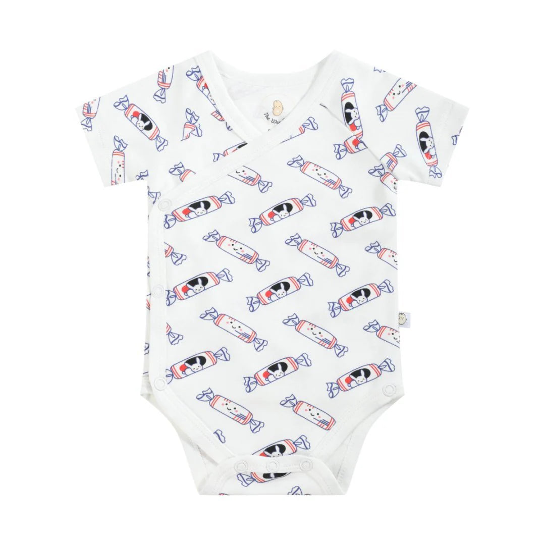 ORGANIC COTTON ONESIE: White Bunny Candy