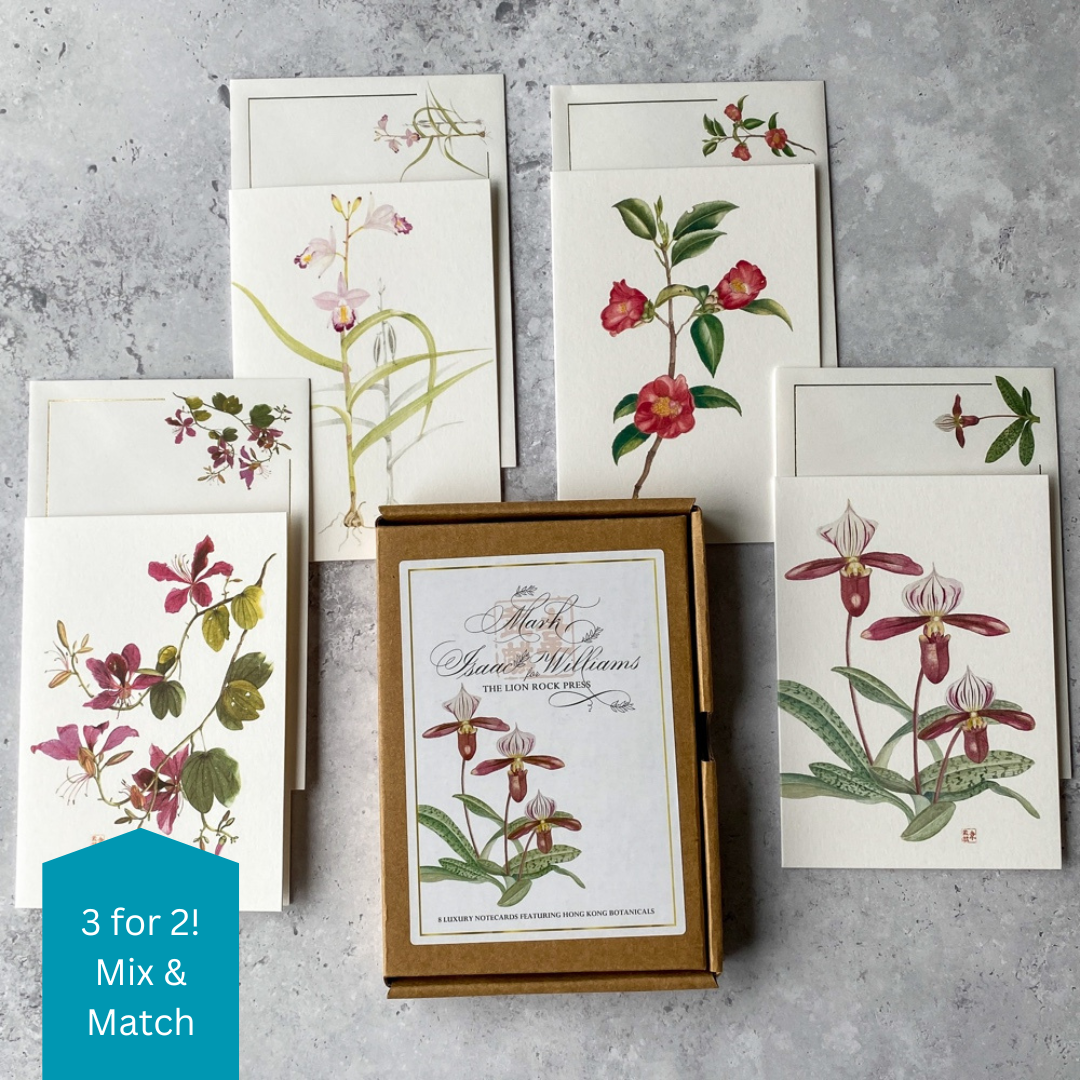 BOXED NOTECARDS: Mark Isaac-Williams Luxury Hong Kong Botanicals Illustrations (set of 8)