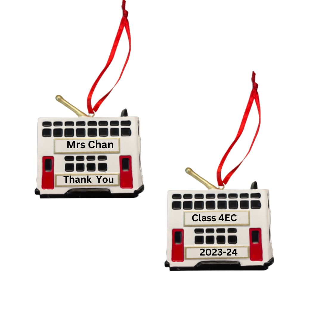 PERSONALISED HANGING DECORATION Thank You Teacher Tram (3 colours)