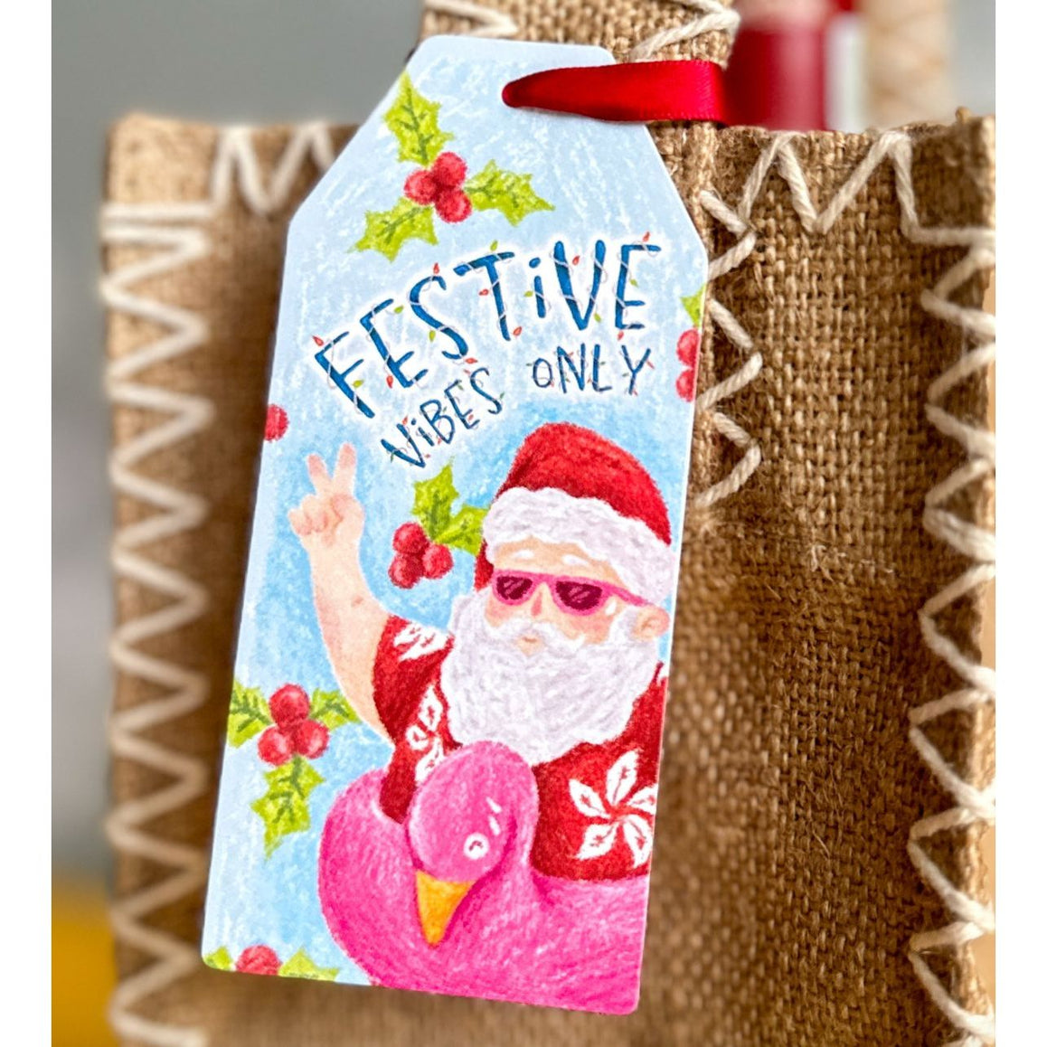 CHARITY CHRISTMAS GIFT TAGS: Santa Vibes Only- 10 piece bundle