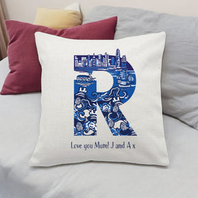 PERSONALISED CUSHION: Chinoiserie Alphabet / Numbers (A-Z / 0-9)