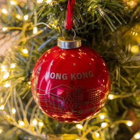 GLASS BAUBLE: Hong Kong Skyline Red