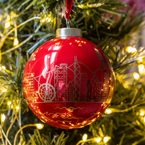 GLASS BAUBLE: Hong Kong Skyline Red