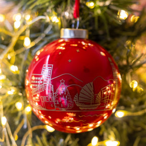 GLASS BAUBLE: Hong Kong Skyline Red
