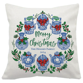 PERSONALISED CUSHION: Festive Hong Kong Wreath