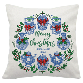 PERSONALISED CUSHION: Festive Hong Kong Wreath
