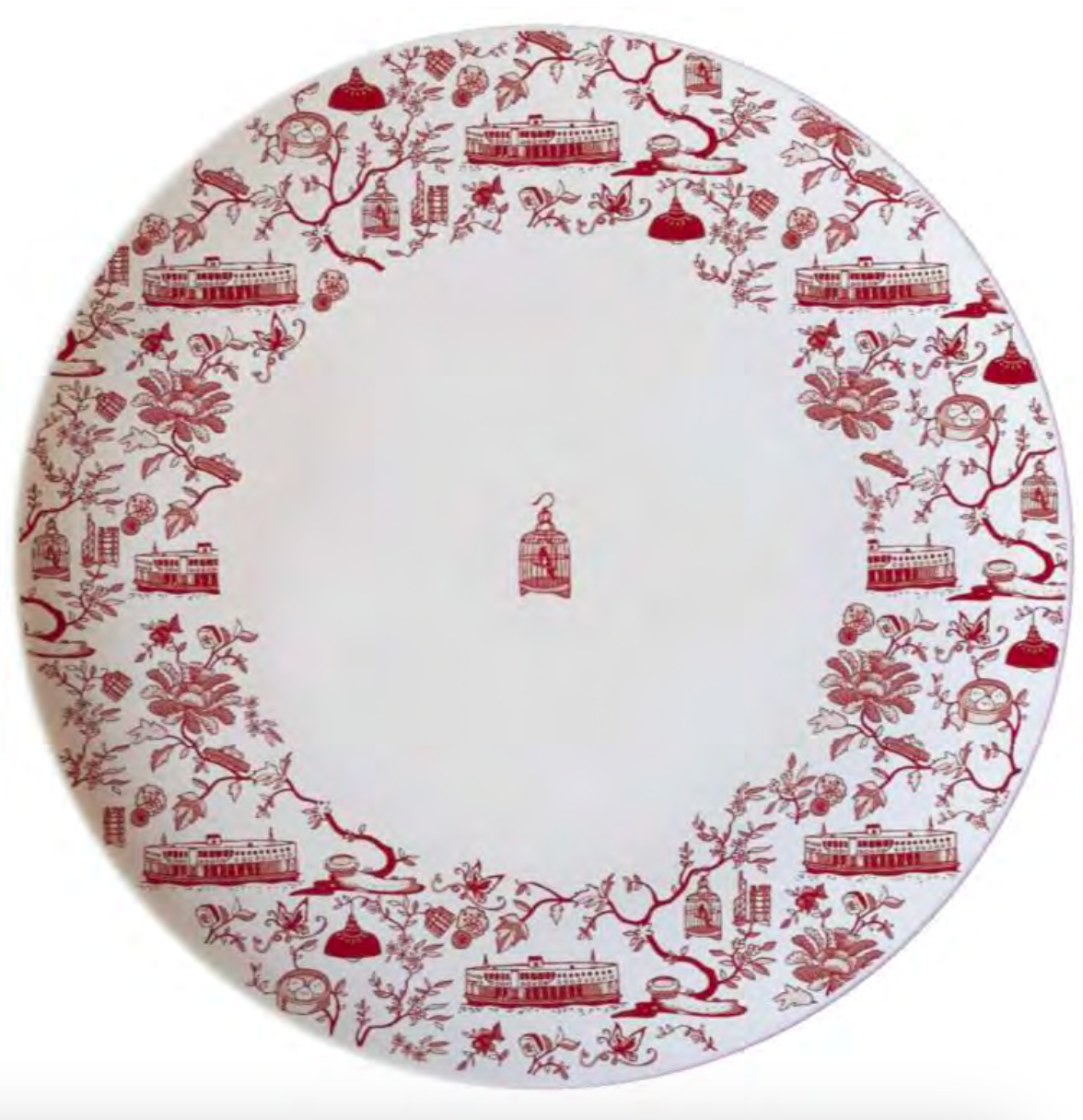 CERAMIC PLATE: Set of 6 HK Toile 10.5" Dinner Plate