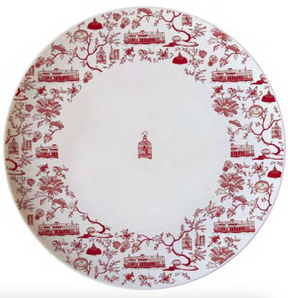 CERAMIC PLATE: Set of 6 HK Toile 10.5" Dinner Plate