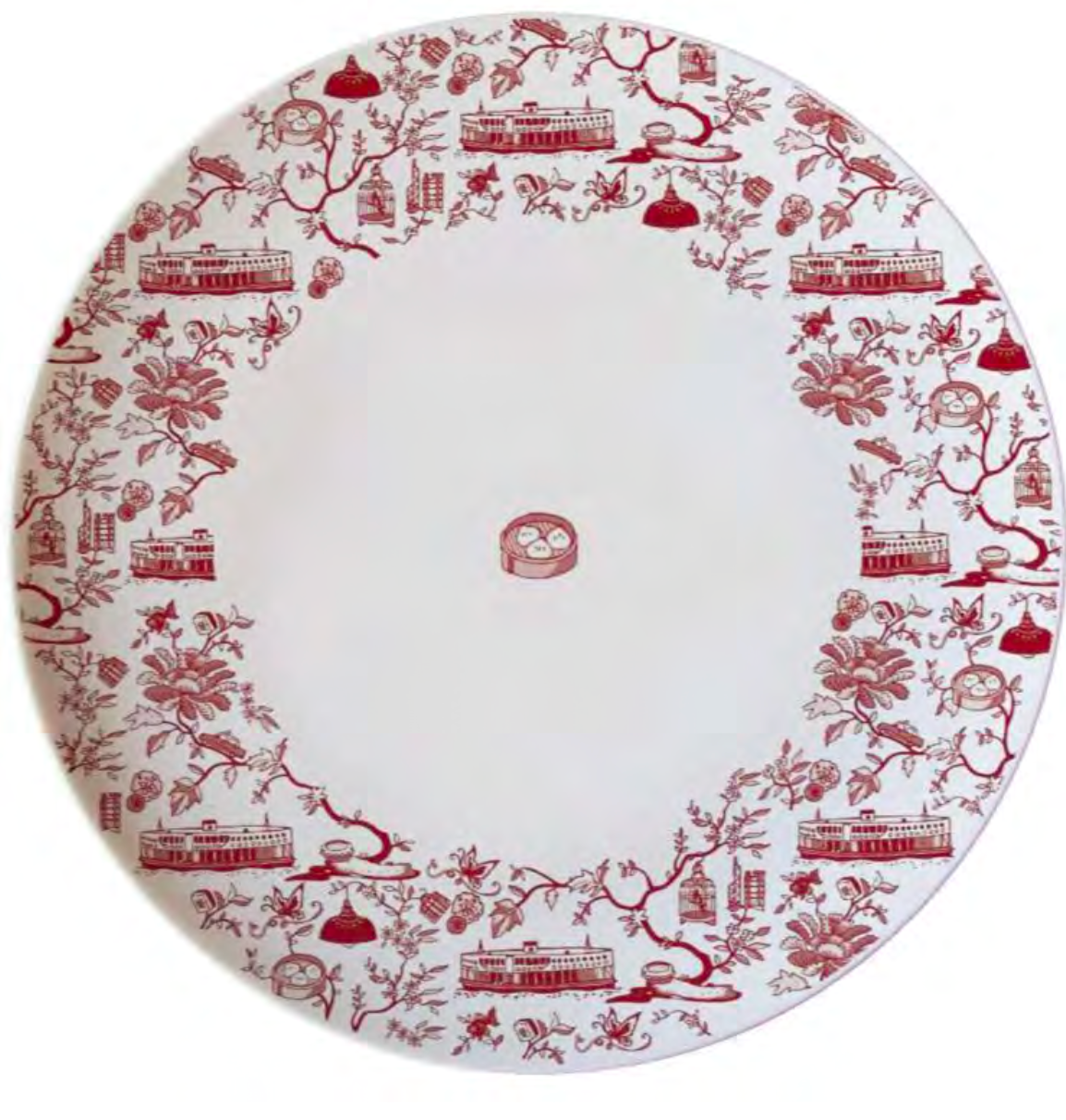 CERAMIC PLATE: Set of 6 HK Toile 10.5" Dinner Plate