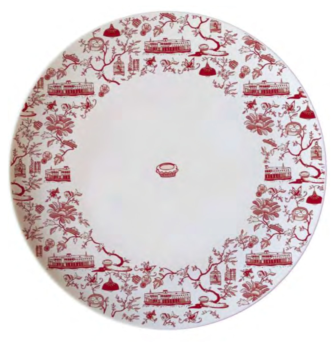 CERAMIC PLATE: Set of 6 HK Toile 10.5" Dinner Plate