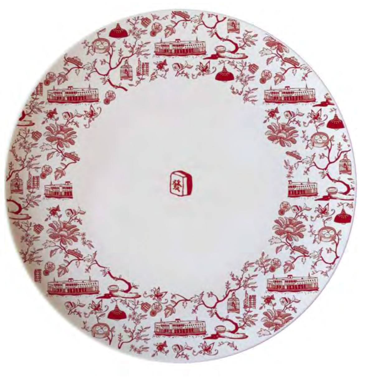 CERAMIC PLATE: Set of 6 HK Toile 10.5" Dinner Plate