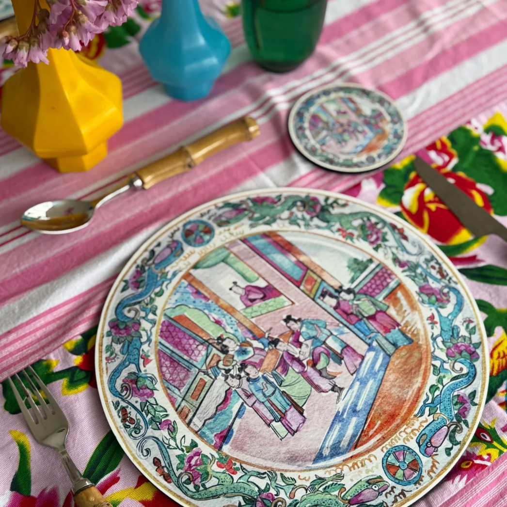 6 PC COASTER SET: Antique Chinese Plates