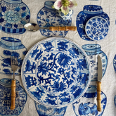 6 PC PLACEMAT SET: Antique Chinese Plates- Blue & White