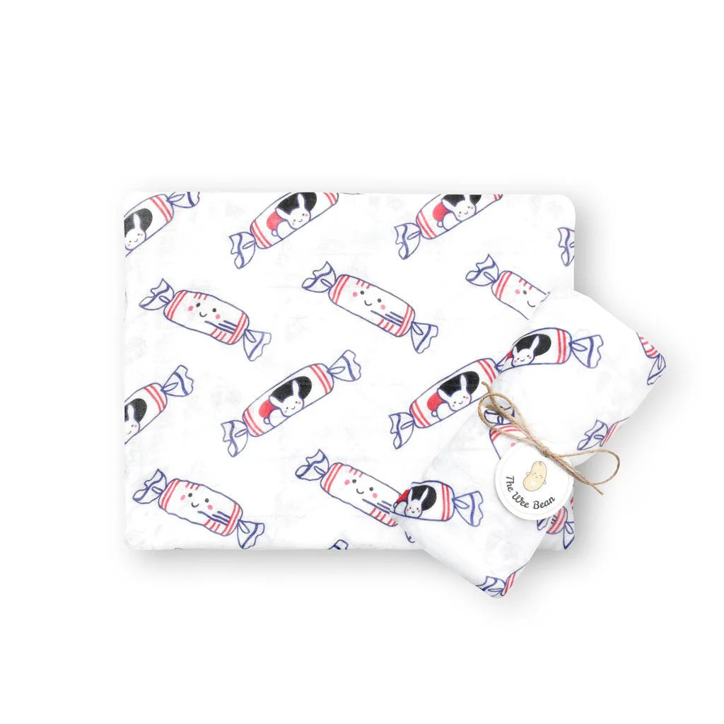 ORGANIC BAMBOO SWADDLE: Bunny Candy