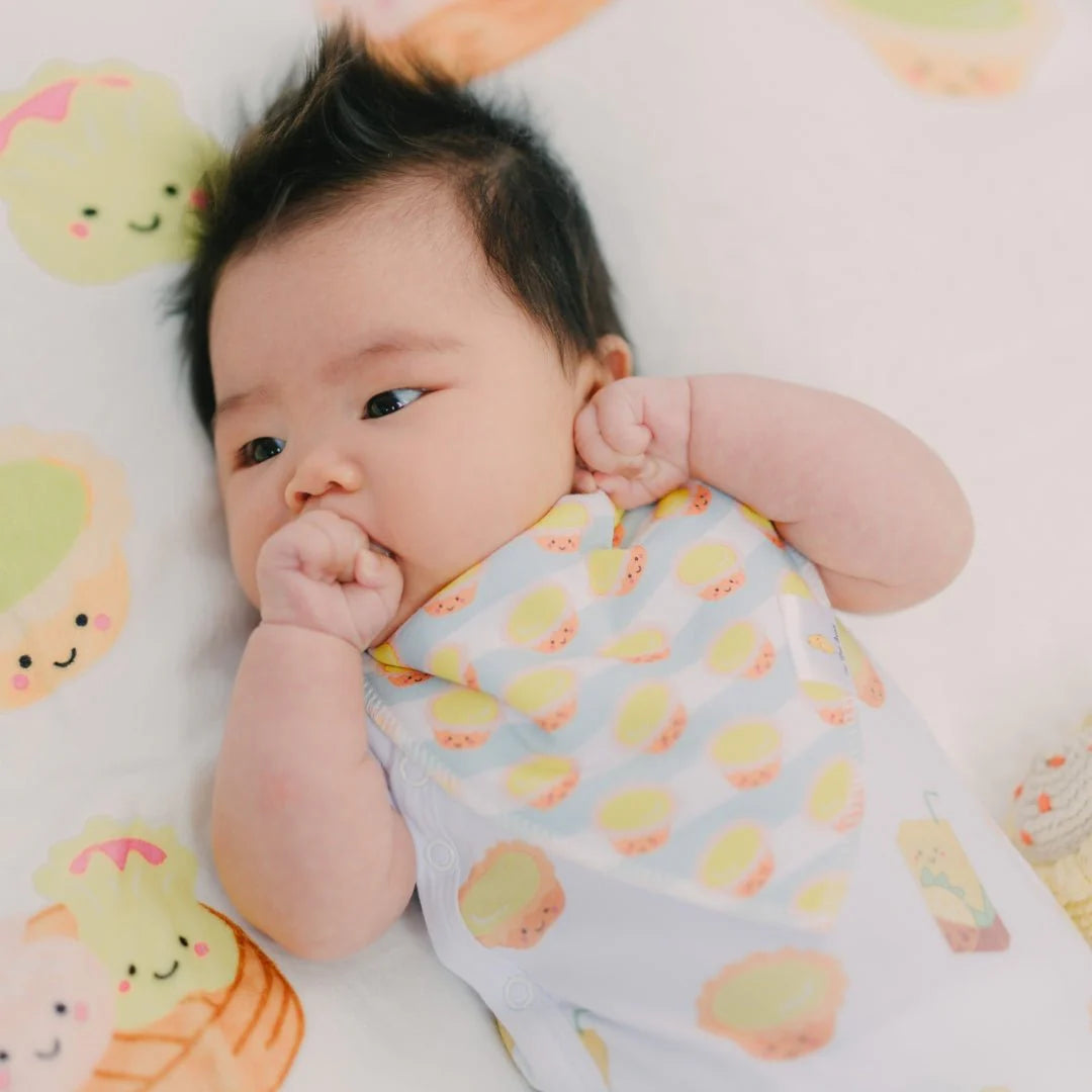 ORGANIC BIBS 2PCS SET: Milk Tea + Egg Tart