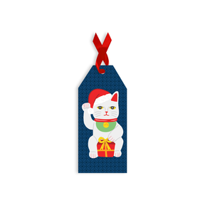 CHARITY CHRISTMAS GIFT TAG: Santa Lucky Cat