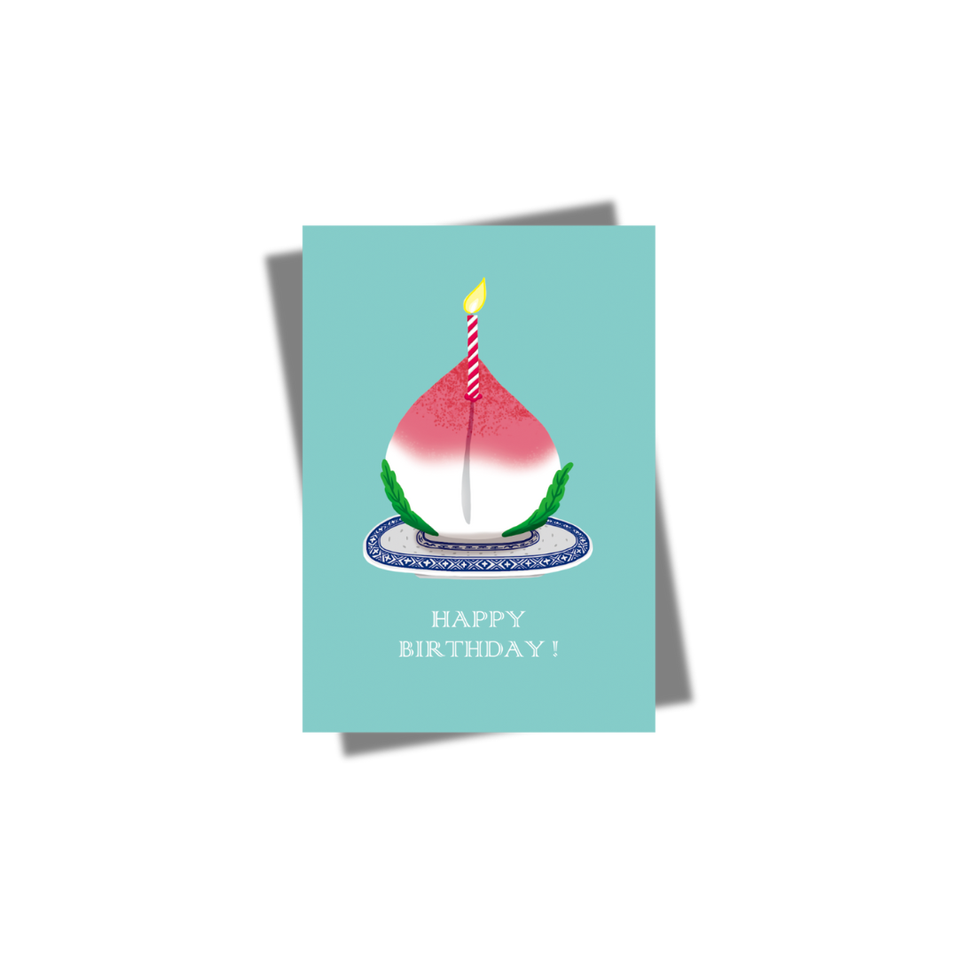 GREETING CARD: Happy Birthday Longevity Bun Candle