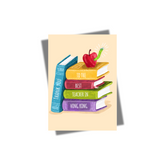 GREETING CARD: Teacher- Books & Apple