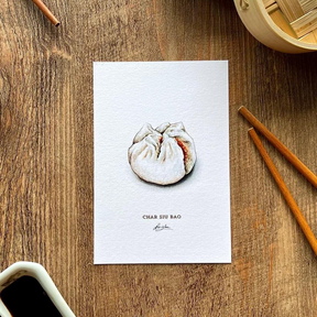 ALVIN C.K. LAM POSTCARD SET: Set of 12- Dim Sum Watercolour