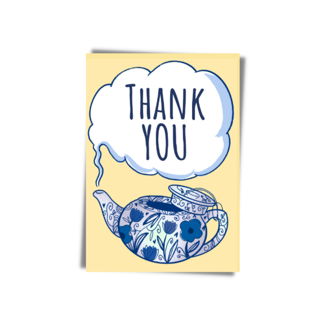 GREETING CARD:  Thank You- Teapot