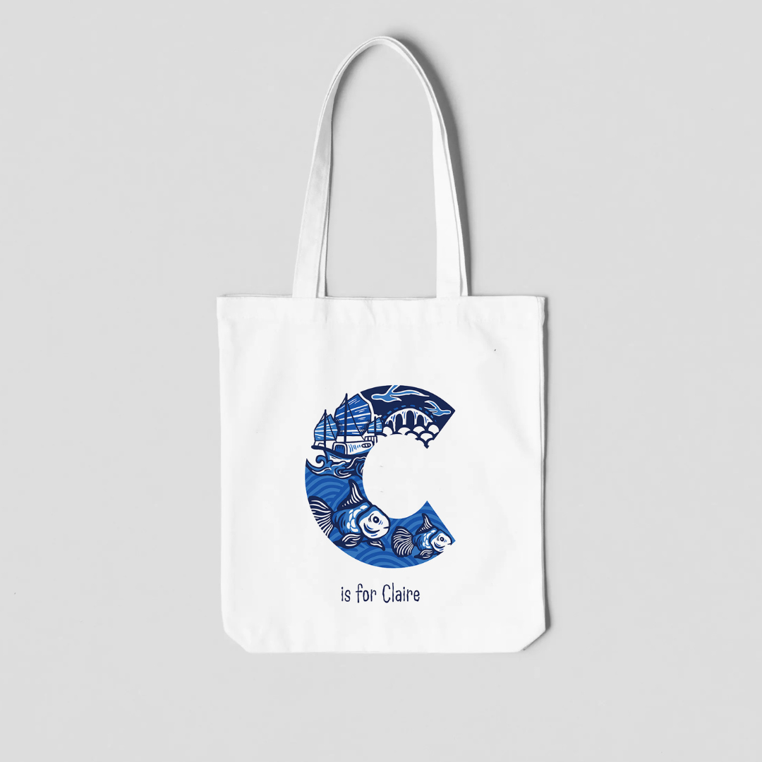 PERSONALISED TOTE BAG: Chinoiserie Alphabet (A-Z)