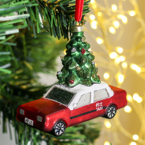 HAND PAINTED GLASS DECORATION : Taxi Tree