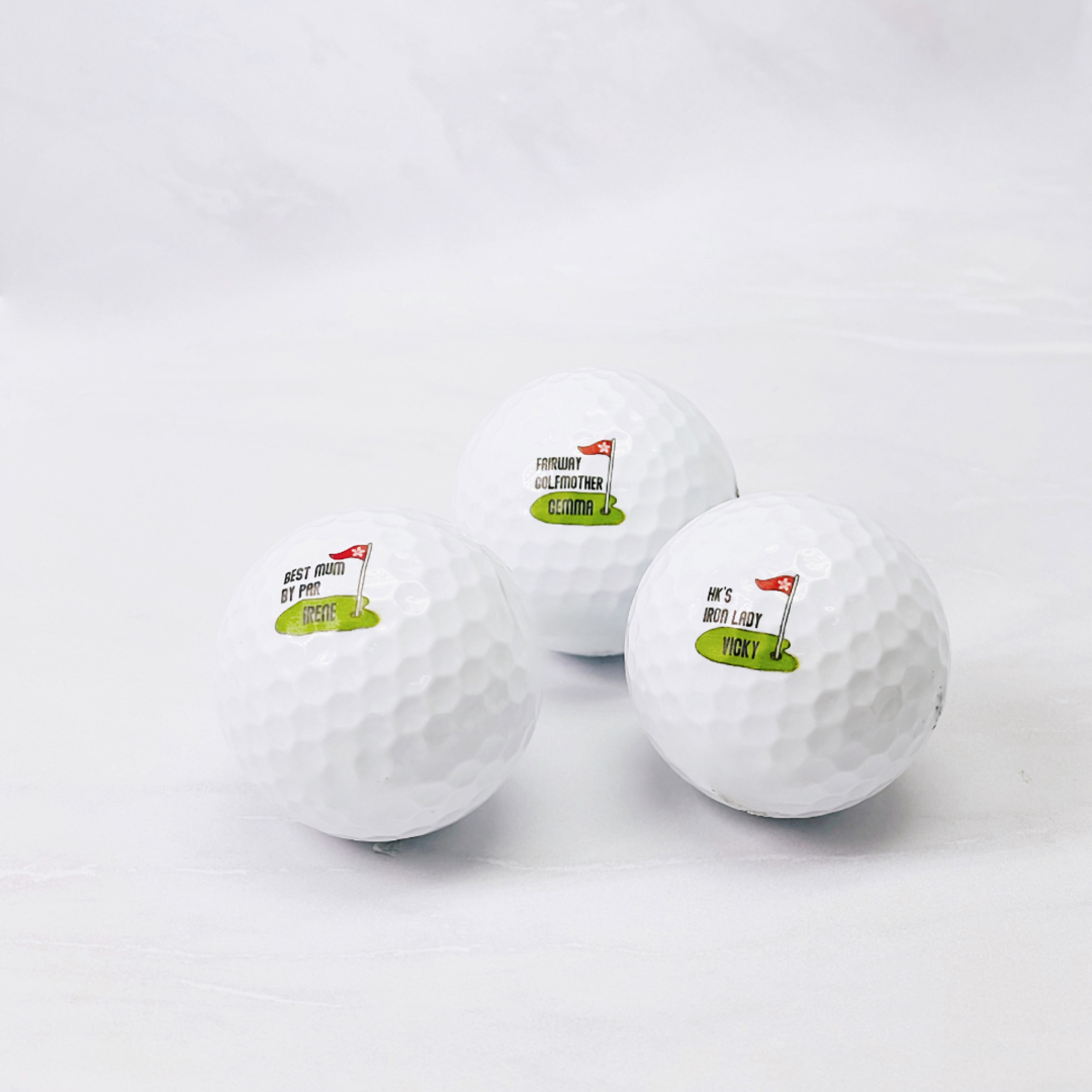 WOMEN'S PERSONALISED GOLF BALLS: Set of Three Golf Balls + Greeting Card (3 designs)