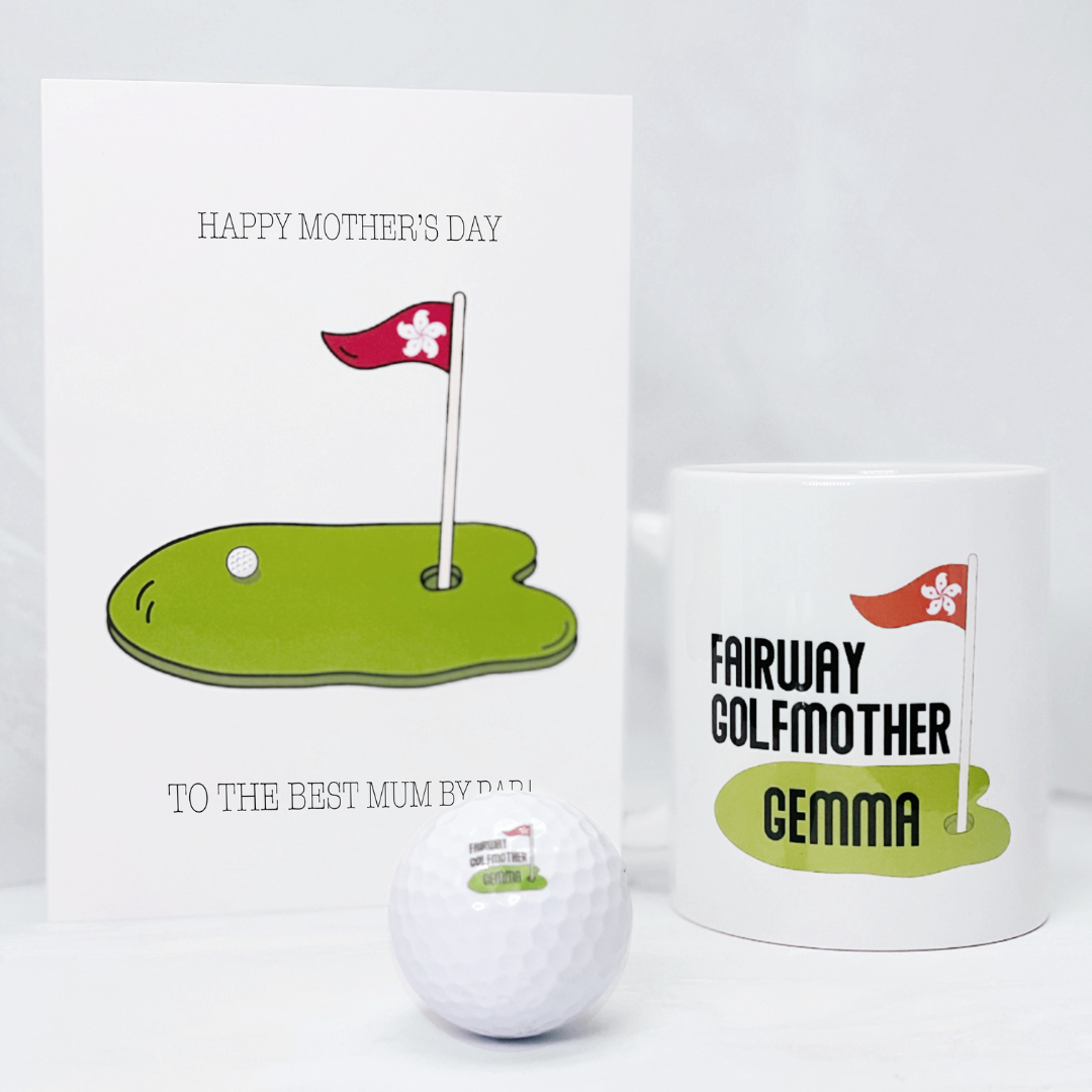 PERSONALISED MUG & GOLF BALL SET: 3 Golf Balls + Mug + Free Greeting Card + Free Shipping