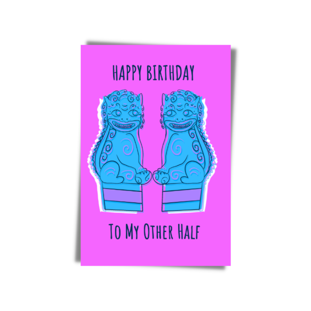 GREETING CARD: Happy Birthday- Foo Dog