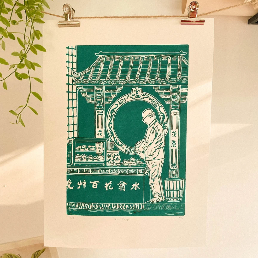 COULEUR AUBE PRINT: Tea Shop Linoprint (available in 3 colours)