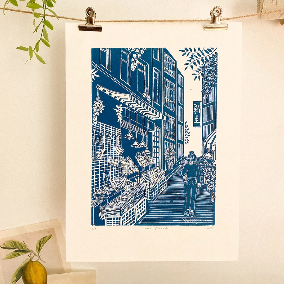 COULEUR AUBE PRINT: Fruit Market Linoprint (available in 4 colours)