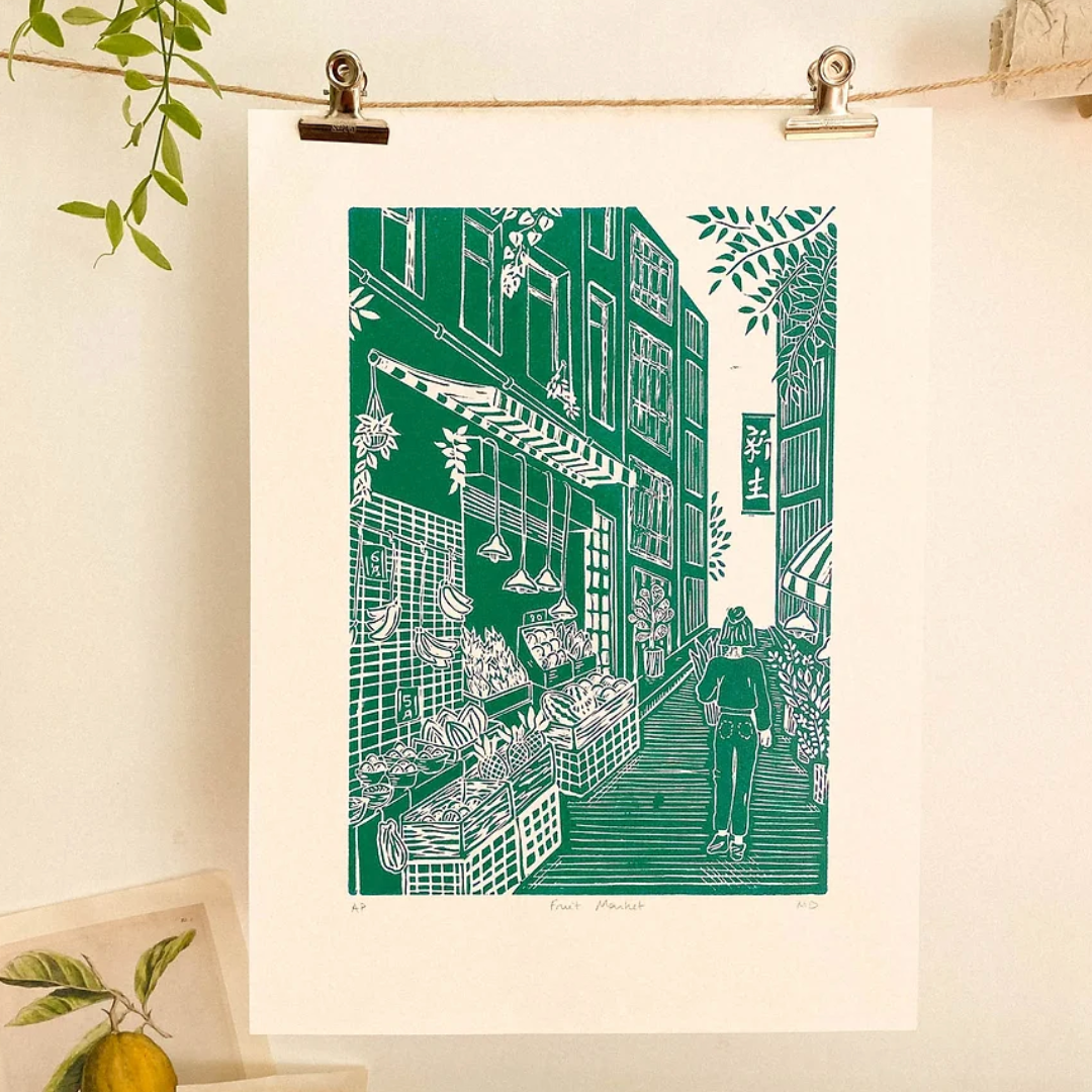 COULEUR AUBE PRINT: Fruit Market Linoprint (available in 4 colours)