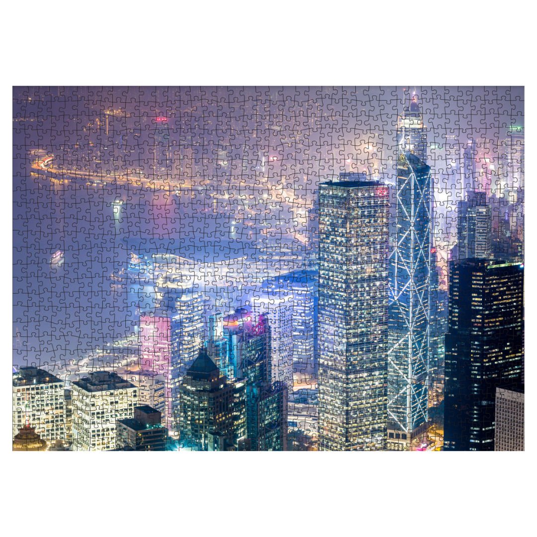 DOUBLE-SIDED 1000pc PUZZLE: Hong Kong Neighbourhood Series Central (Bilingual)