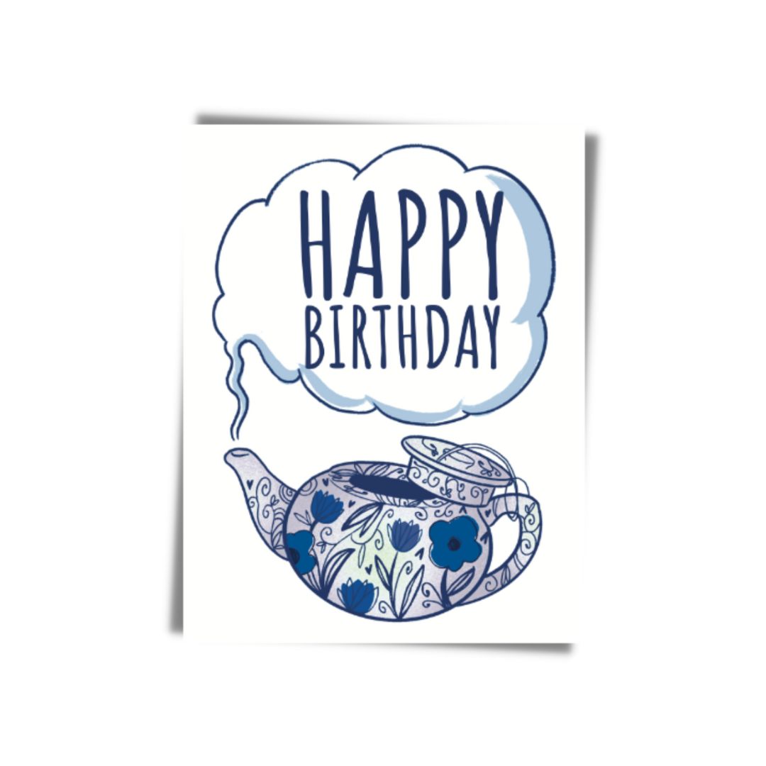 GREETING CARD: Happy Birthday- Teapot