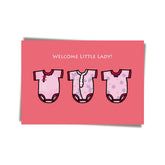 GREETING CARD: Welcome Little One - Onesies pink/blue