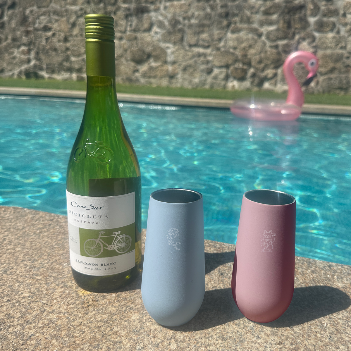 CHAMPAGNE FLUTE: Koi Fish - Good Things Ahead