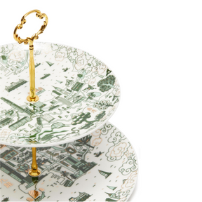 CAKE STAND: HK and Kowloon Willow Cake Stand (Green & Gold)