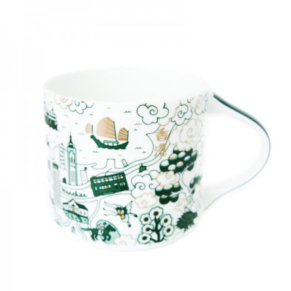 CERAMIC MUG: HK Willow Mug (Green & Gold)