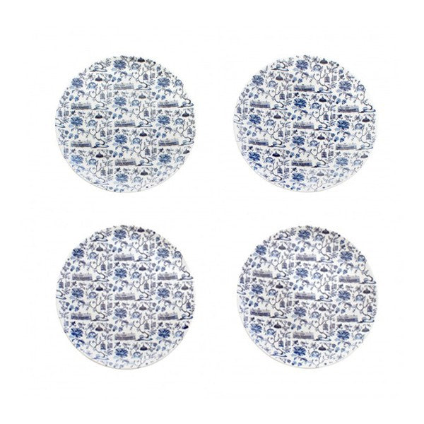 CERAMIC PLATE: Set of 4 HK Toile 10.5" Dinner Plate (3 colours)