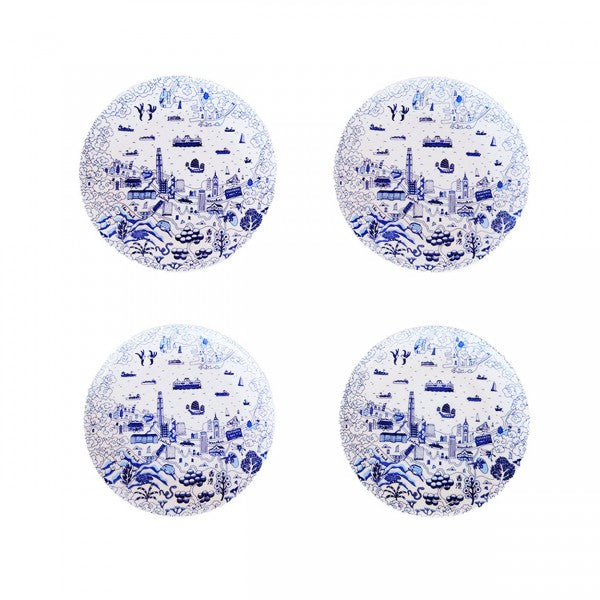 CERAMIC PLATE: Set of 4 HK Willow 10.5" Dinner Plate (2 colours)