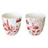 CUPS: HK Willow East-Meets-West Cups (Set Of 2) - Red