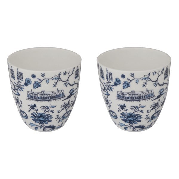 CUPS: HK Toile East-Meets-West Cups (Set Of 2) - Blue