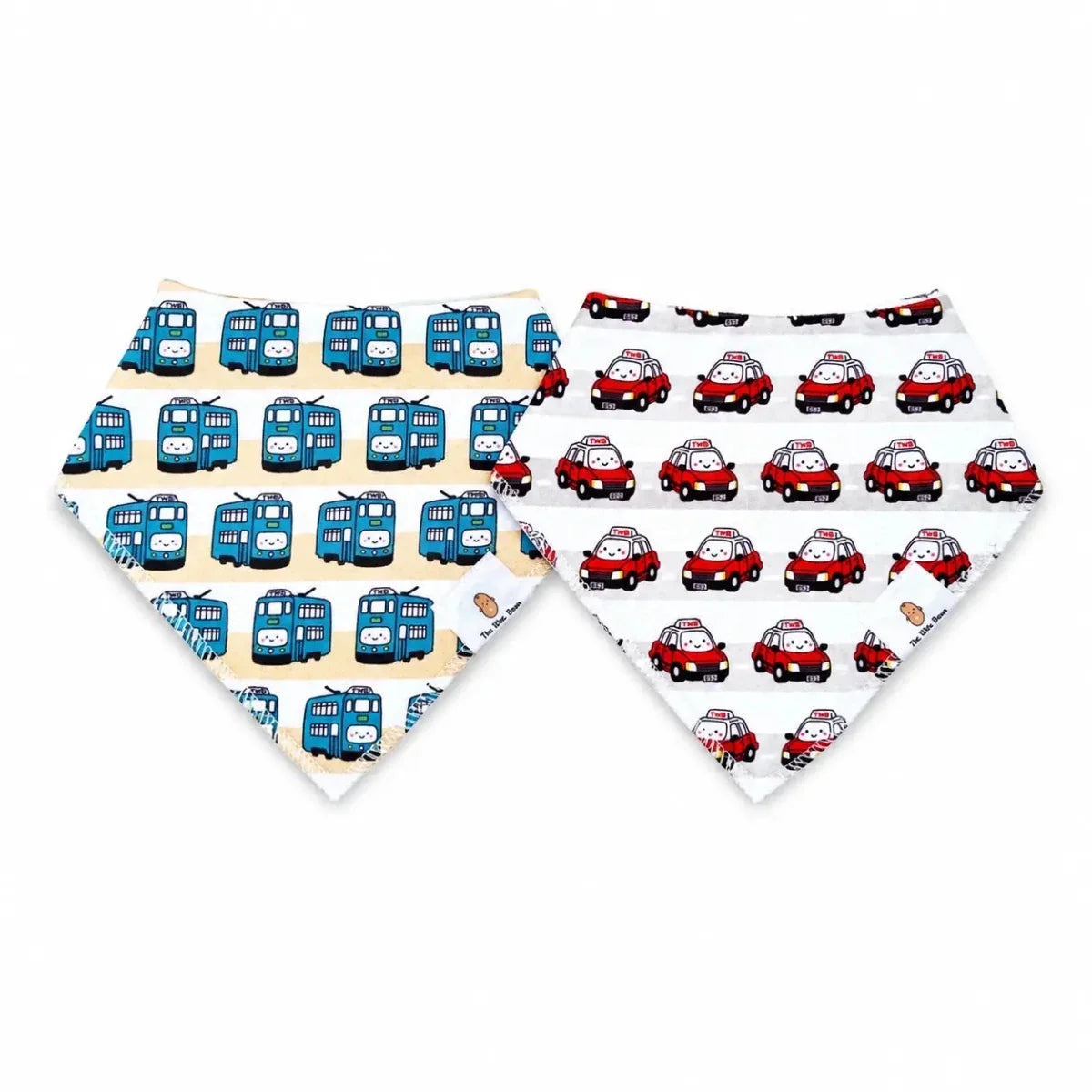 ORGANIC BIBS 2PCS SET: Taxi & Tram
