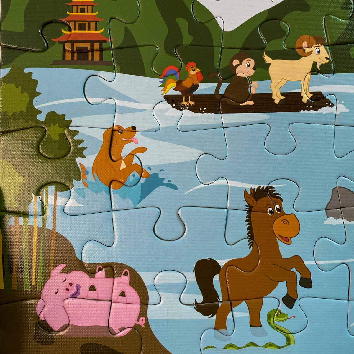 Dark Olive Green PUZZLE: 36 Piece Chinese Zodiac Animals