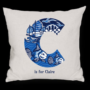PERSONALISED CUSHION: Chinoiserie Alphabet / Numbers (A-Z / 0-9)