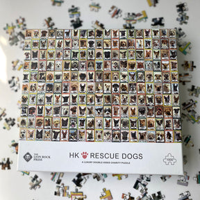 Light Gray LUXURY DOUBLE-SIDED 1000pc PUZZLE: HK Loves Rescue Dogs