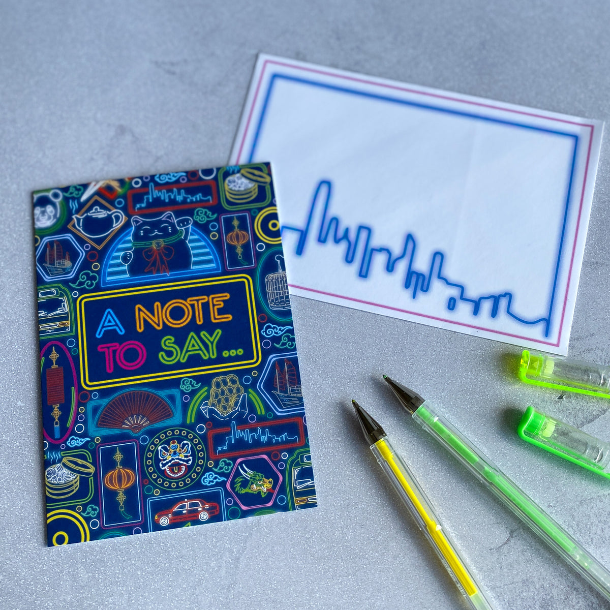 Light Steel Blue BOXED NOTECARDS - NEON A NOTE TO SAY... (set of 10)