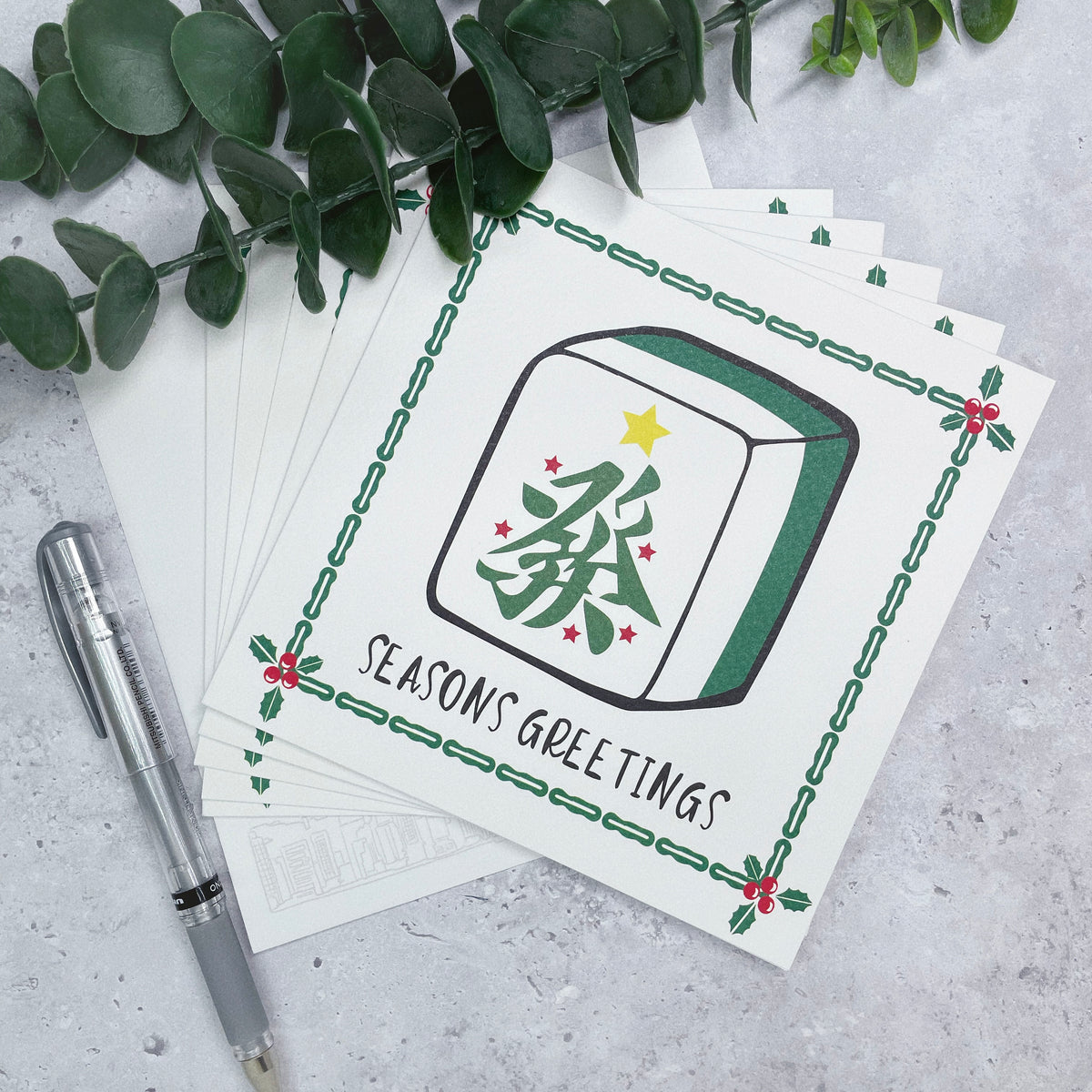 HONG KONG CHARITY CHRISTMAS CARD - Mahjong Tile (8 Pack)